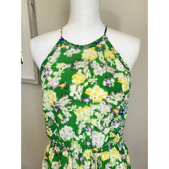 Rebecca Taylor 100% Silk Dress Sleeveless Green Purple Yellow Size 6 - Picture 2 of 6